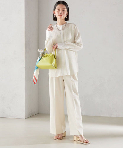 〈手洗い可能〉 ジャカード バンドカラー ブラウス 24SS