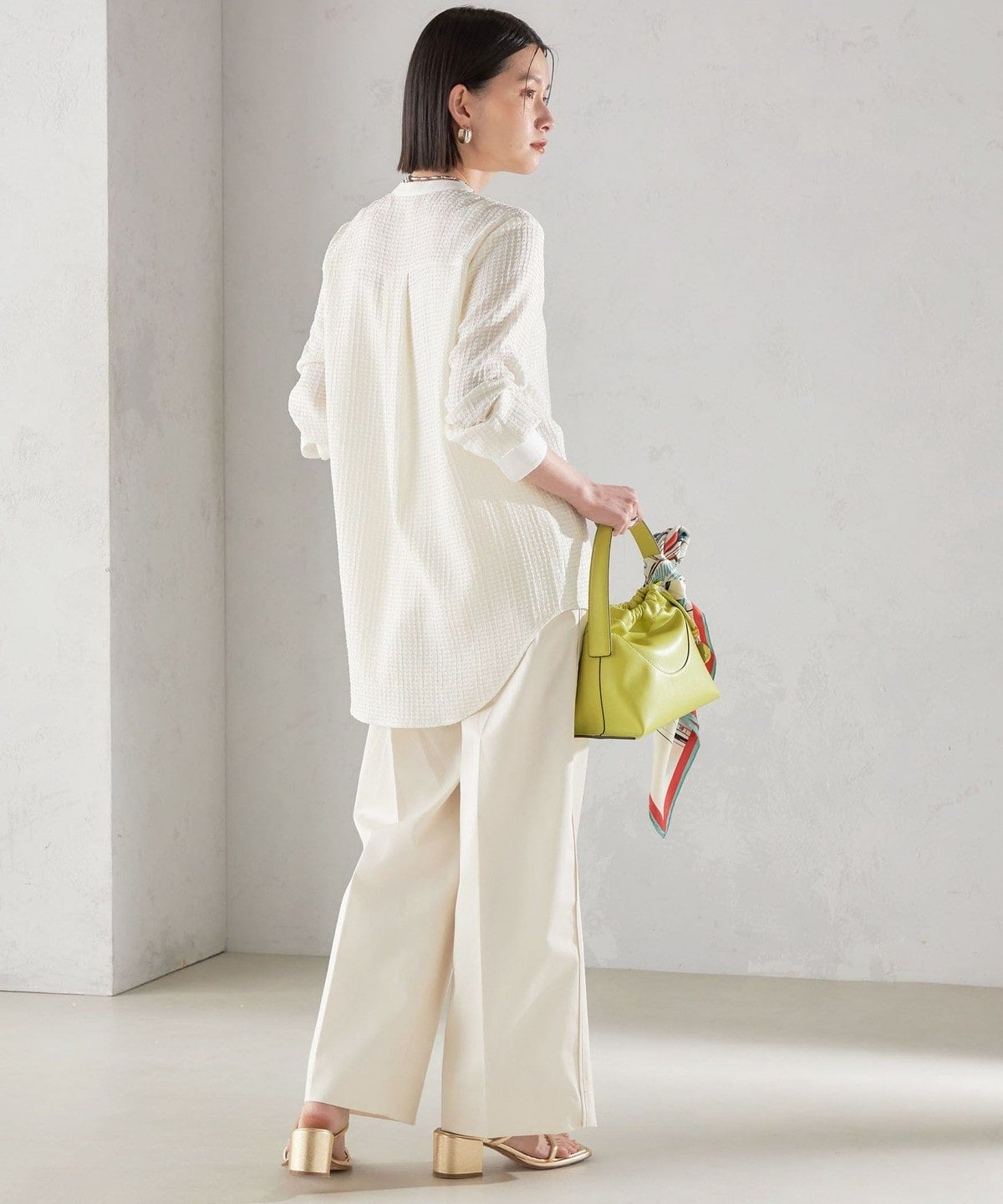 〈手洗い可能〉 ジャカード バンドカラー ブラウス 24SS