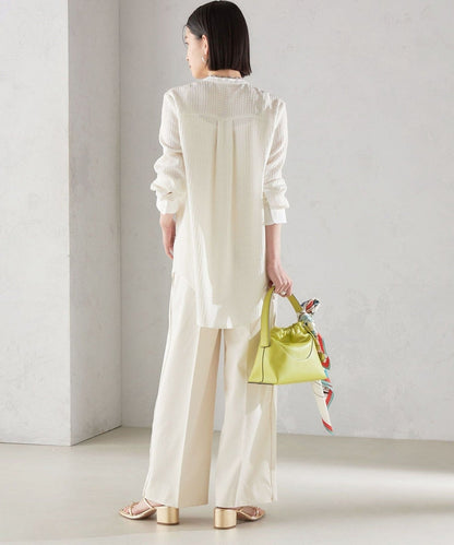 〈手洗い可能〉 ジャカード バンドカラー ブラウス 24SS