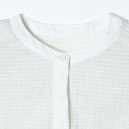 〈手洗い可能〉 ジャカード バンドカラー ブラウス 24SS