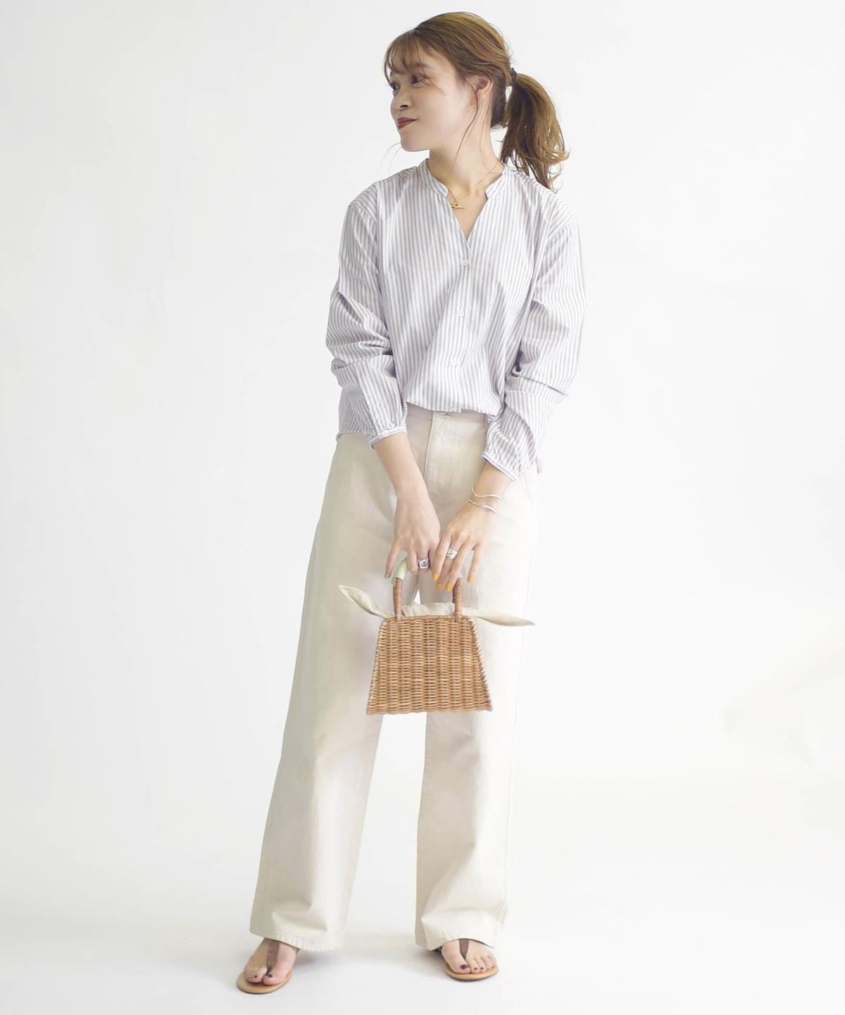 SHIPS Days STANDARD:バックギャザーロングスリーブシャツ stripe