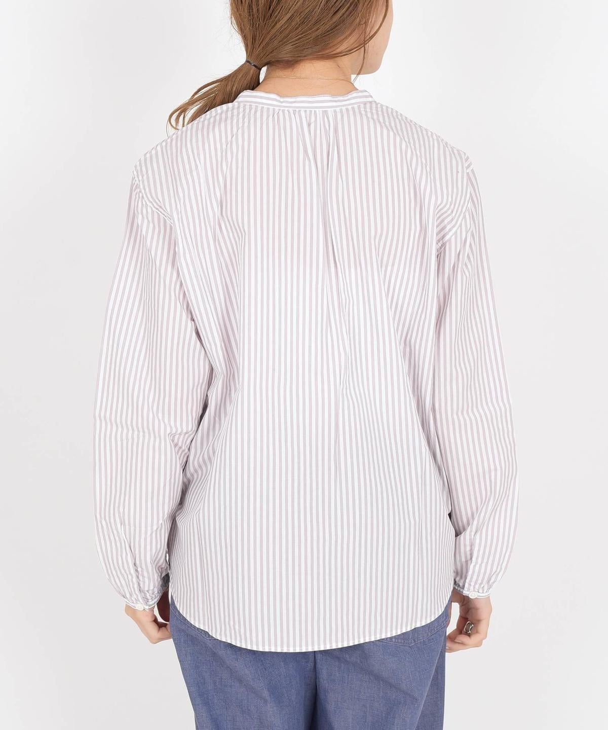 SHIPS Days STANDARD:バックギャザーロングスリーブシャツ stripe