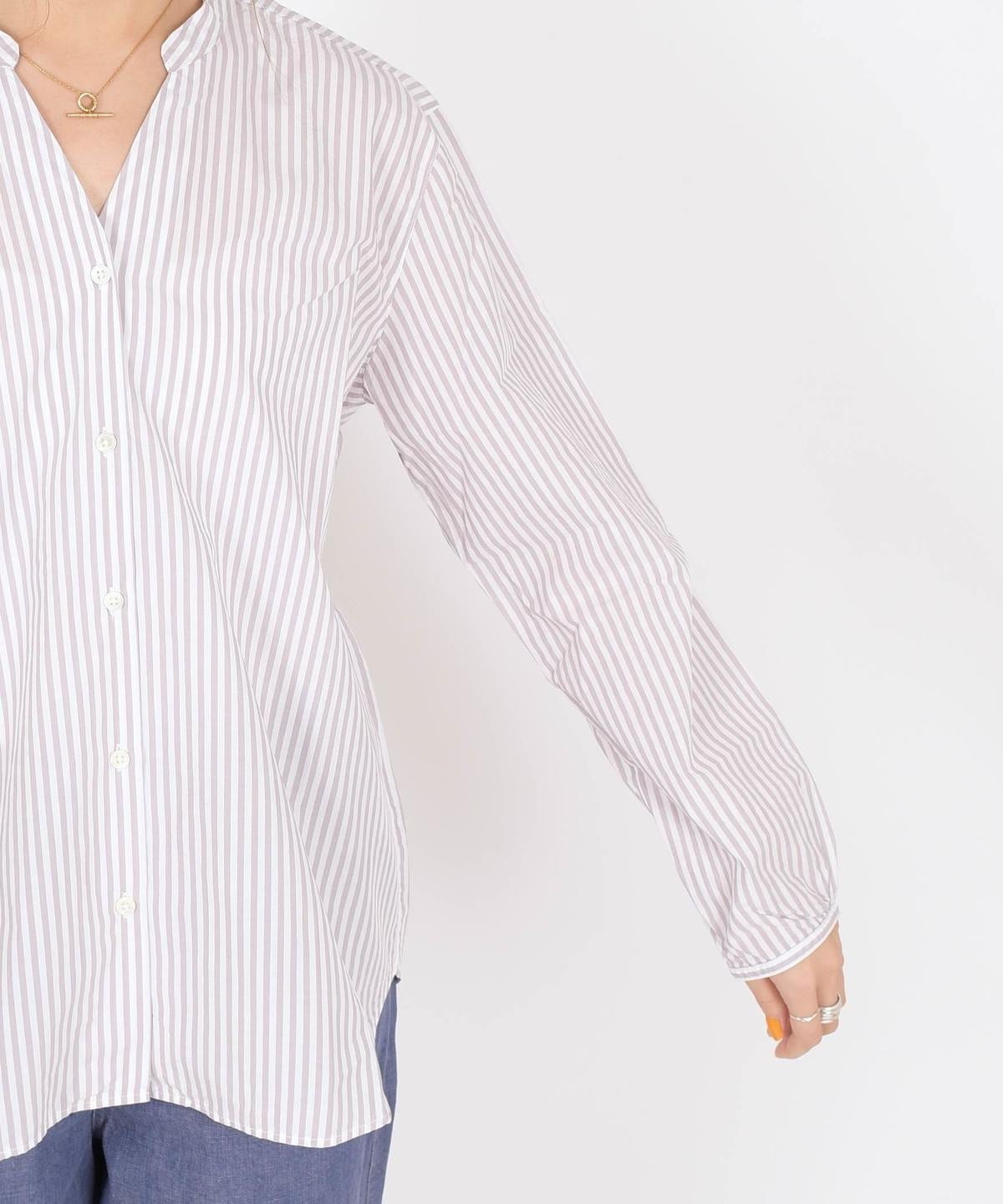 SHIPS Days STANDARD:バックギャザーロングスリーブシャツ stripe