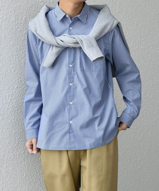 SHIPS any: ストライプ / ソリッド リラックス レギュラーカラー シャツ 25SS