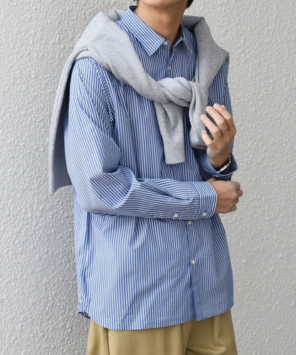 SHIPS any: ストライプ / ソリッド リラックス レギュラーカラー シャツ 25SS
