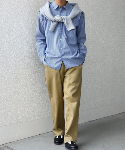 SHIPS any: ストライプ / ソリッド リラックス レギュラーカラー シャツ 25SS
