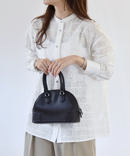 quaranciel:〈手洗い可能〉ジオメトリック レース バンドカラー シャツ