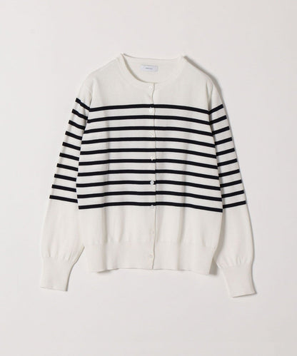 SHIPS any: ファインコットン カラー ニット クルーネック カーディガン