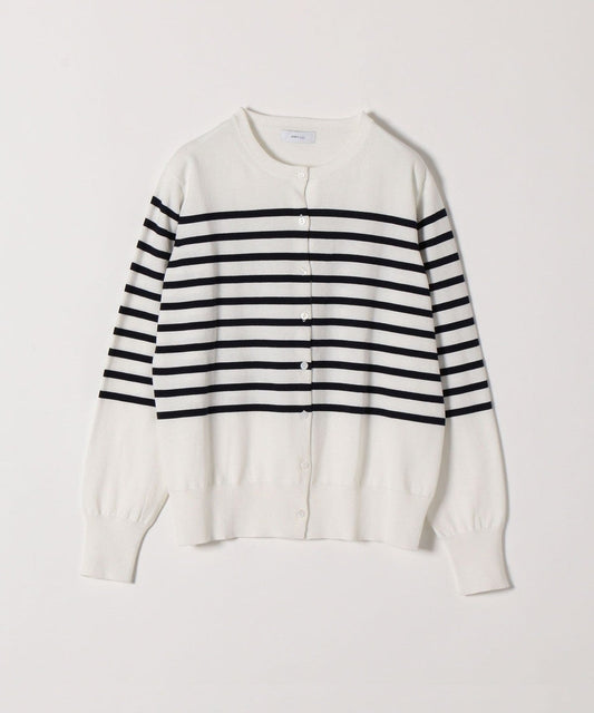 SHIPS any: ファインコットン カラー ニット クルーネック カーディガン