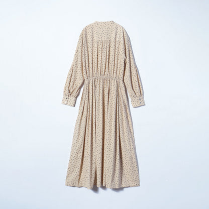 【WEB限定】〈手洗い可能〉ドット / 花柄 バンドカラー サイド プリーツ ワンピース