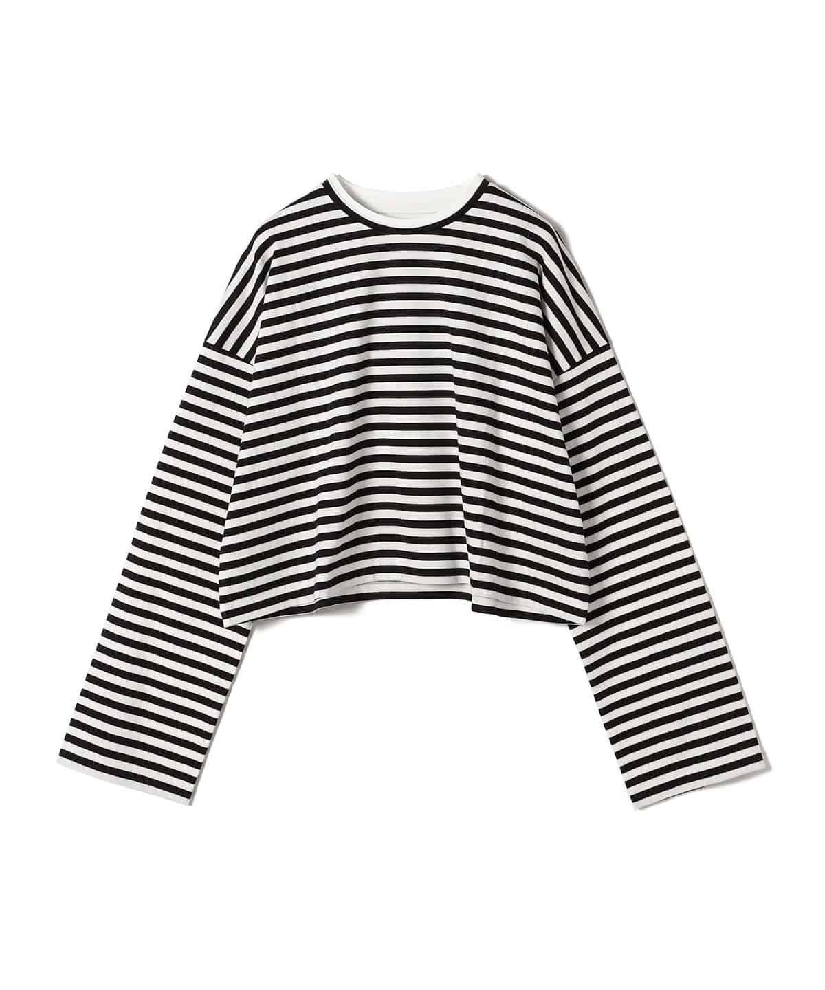 〈洗濯機可能〉ダブルネック コットン ボーダー プルオーバー