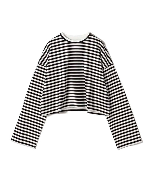 〈洗濯機可能〉ダブルネック コットン ボーダー プルオーバー