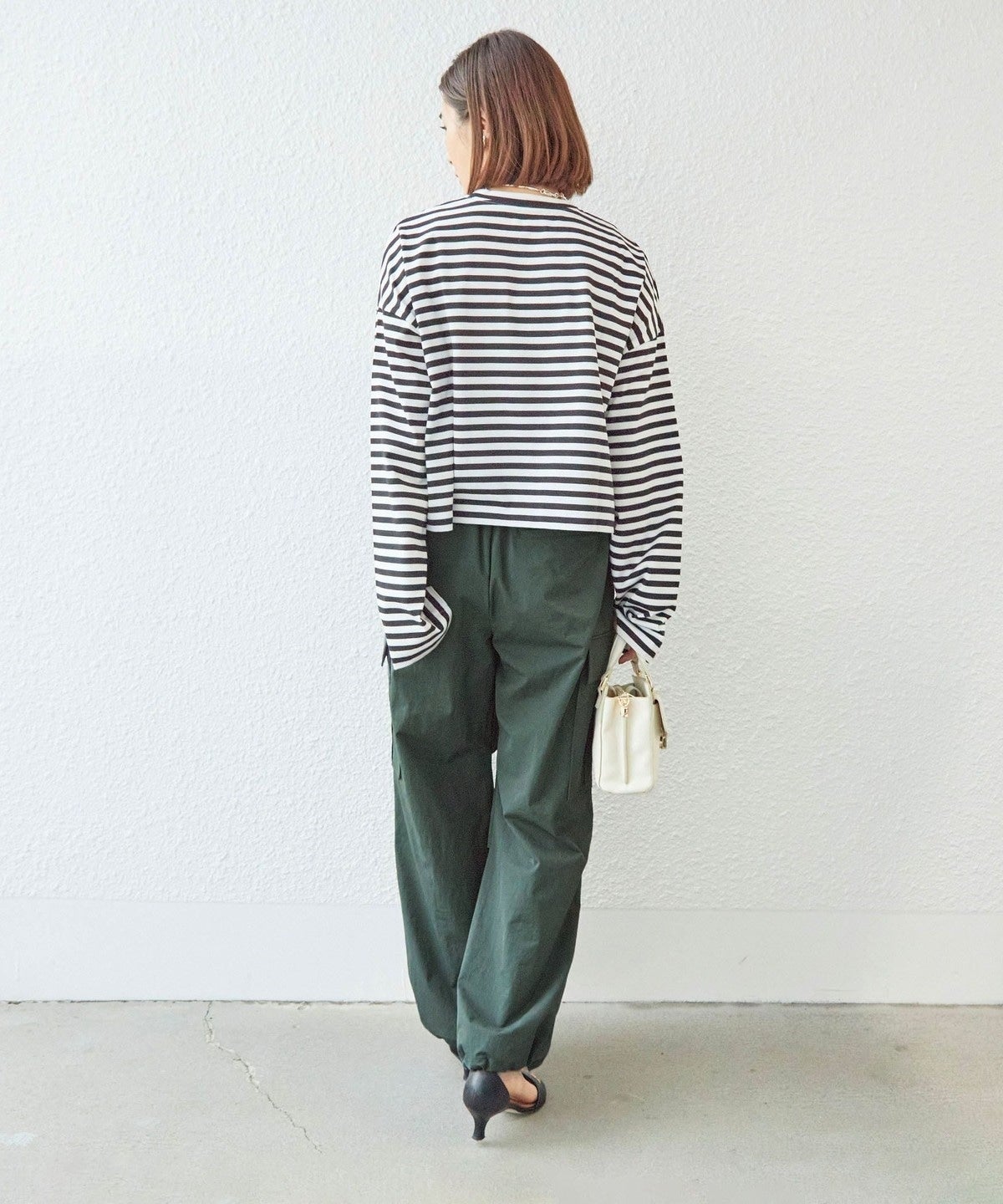 〈洗濯機可能〉ダブルネック コットン ボーダー プルオーバー