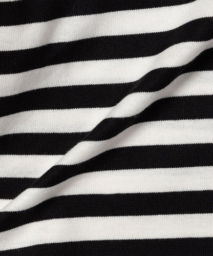 〈洗濯機可能〉ダブルネック コットン ボーダー プルオーバー