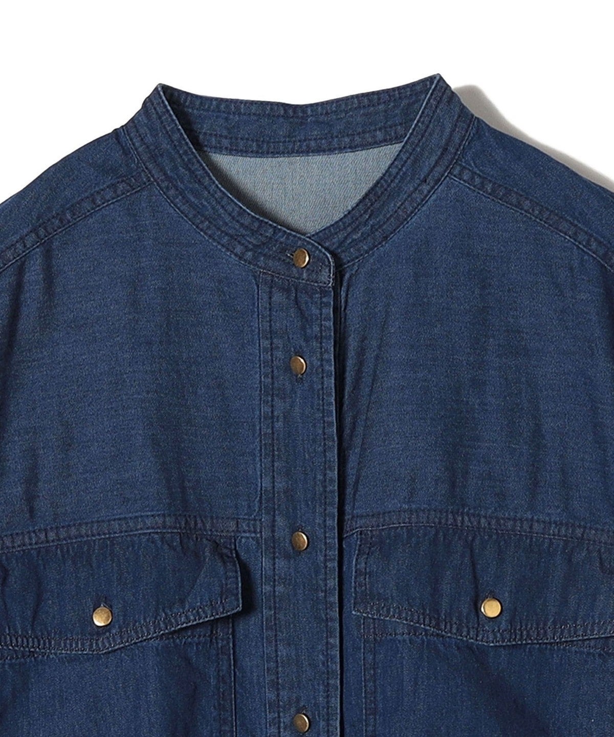 〈手洗い可能〉デニム ダブル ポケット シャツ ワンピース