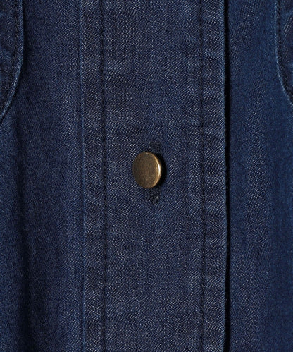 〈手洗い可能〉デニム ダブル ポケット シャツ ワンピース