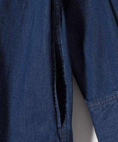 〈手洗い可能〉デニム ダブル ポケット シャツ ワンピース