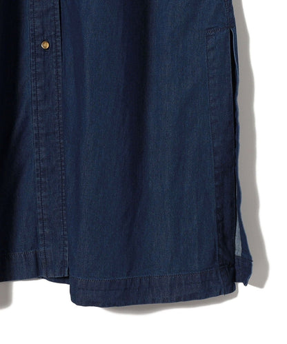 〈手洗い可能〉デニム ダブル ポケット シャツ ワンピース