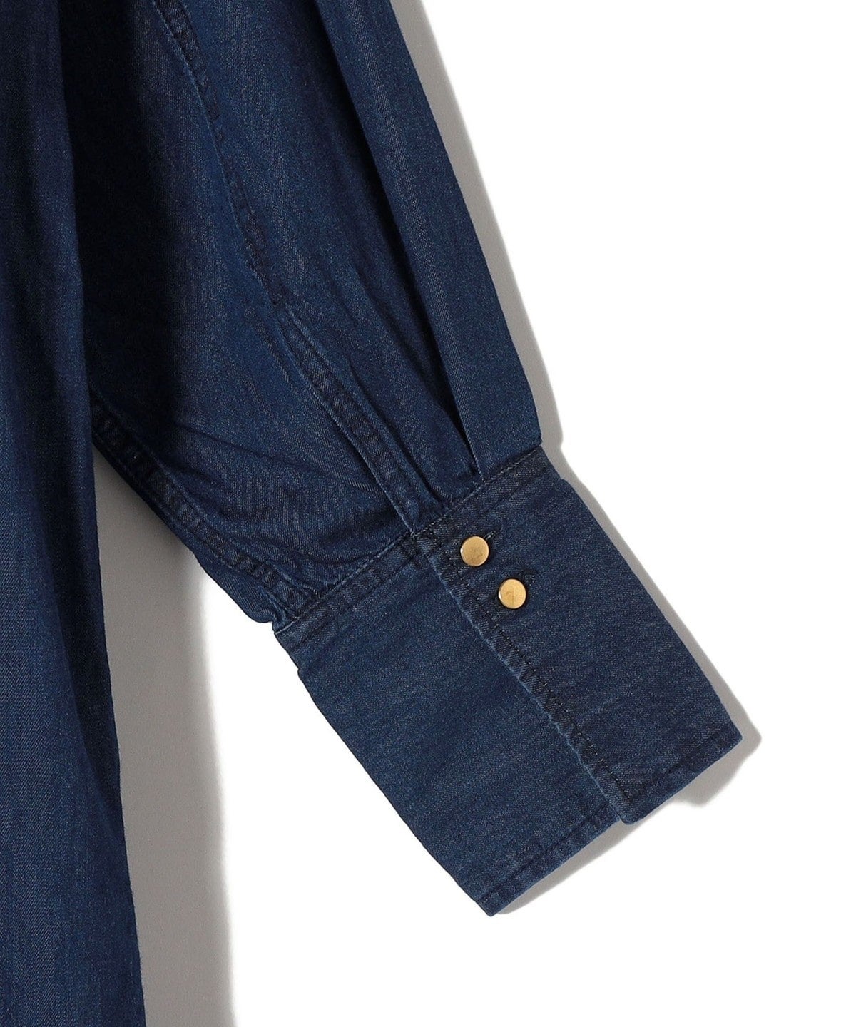 〈手洗い可能〉デニム ダブル ポケット シャツ ワンピース