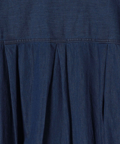 〈手洗い可能〉デニム ダブル ポケット シャツ ワンピース