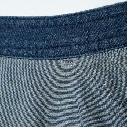 〈手洗い可能〉デニム ダブル ポケット シャツ ワンピース