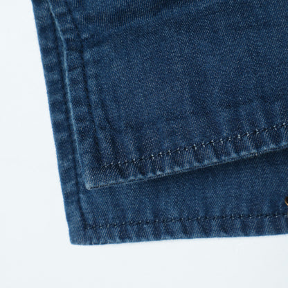 〈手洗い可能〉デニム ダブル ポケット シャツ ワンピース