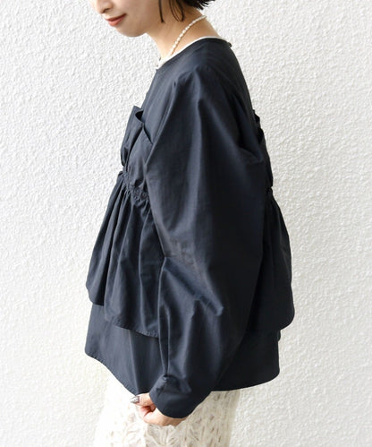 〈手洗い可能〉モイスト ブロード ドッキング風 ブラウス 24SS