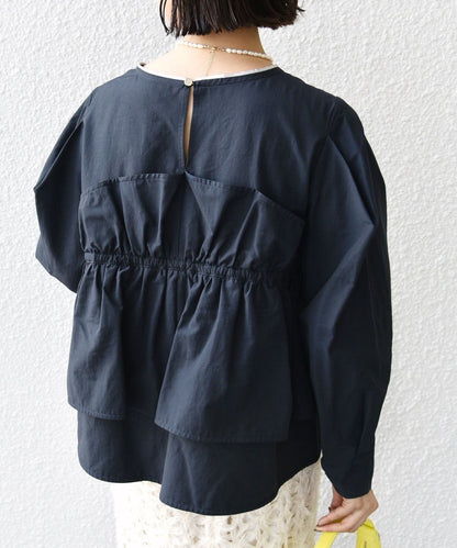 〈手洗い可能〉モイスト ブロード ドッキング風 ブラウス 24SS