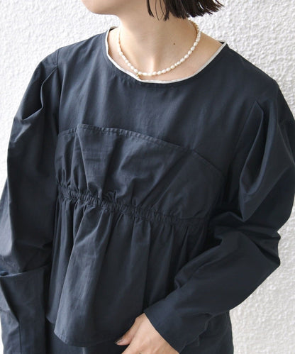 〈手洗い可能〉モイスト ブロード ドッキング風 ブラウス 24SS