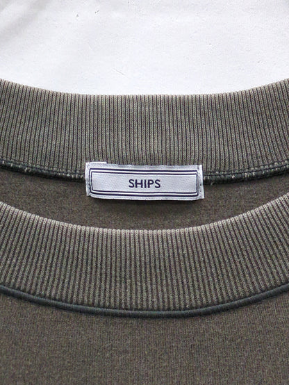 SHIPS: クルーネック ハイゲージ ダンボールニットTシャツ