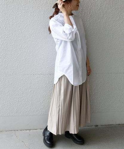 SHIPS any:〈抗菌防臭〉オーガニック RENU バンドカラーシャツ