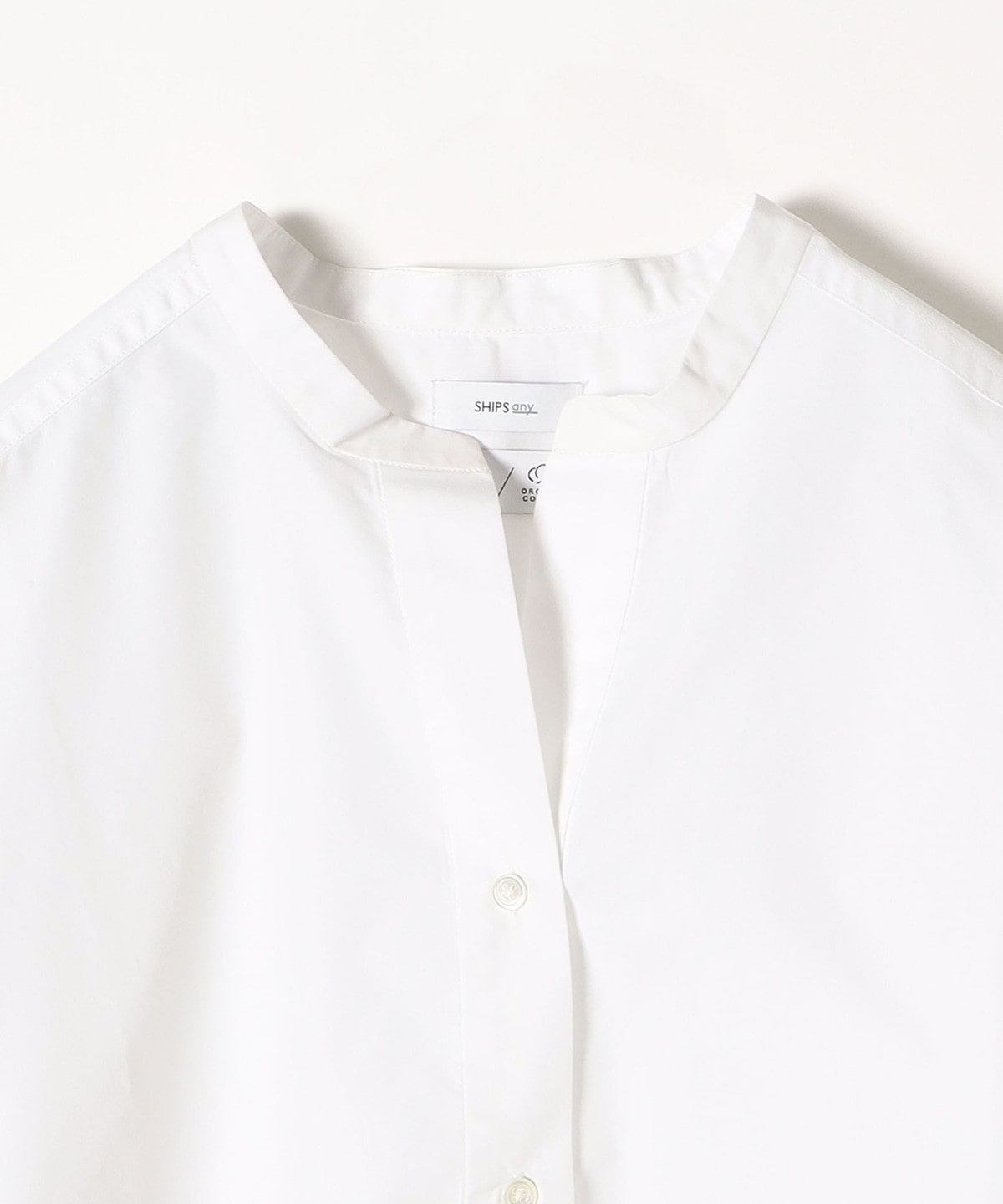 SHIPS any:〈抗菌防臭〉オーガニック RENU バンドカラーシャツ