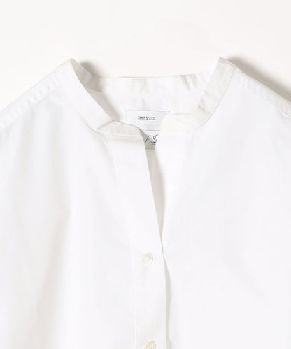 SHIPS any:〈抗菌防臭〉オーガニック RENU バンドカラーシャツ