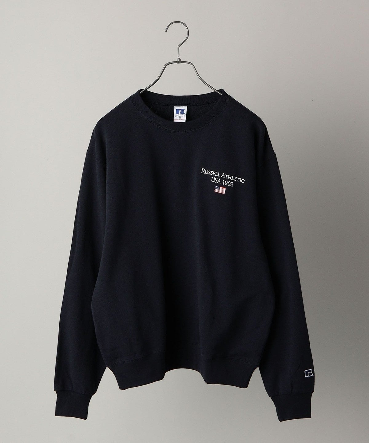 【WEB限定/SHIPS別注】RUSSELL ATHLETIC: ビッグシルエット アメリカンフラッグ ロゴ エンブロイダリー スウェット (トレーナー)