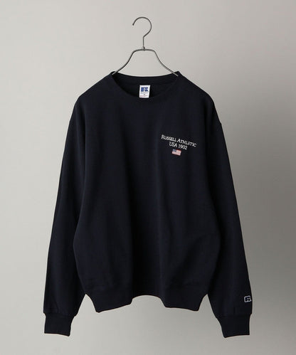 【WEB限定/SHIPS別注】RUSSELL ATHLETIC: ビッグシルエット アメリカンフラッグ ロゴ エンブロイダリー スウェット (トレーナー)