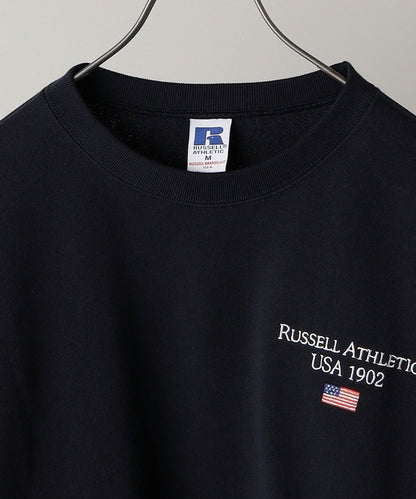 【WEB限定/SHIPS別注】RUSSELL ATHLETIC: ビッグシルエット アメリカンフラッグ ロゴ エンブロイダリー スウェット (トレーナー)
