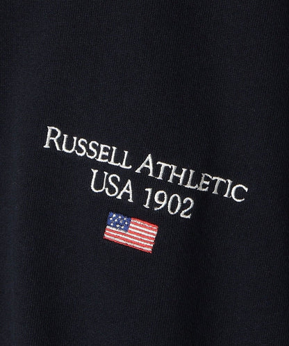 【WEB限定/SHIPS別注】RUSSELL ATHLETIC: ビッグシルエット アメリカンフラッグ ロゴ エンブロイダリー スウェット (トレーナー)