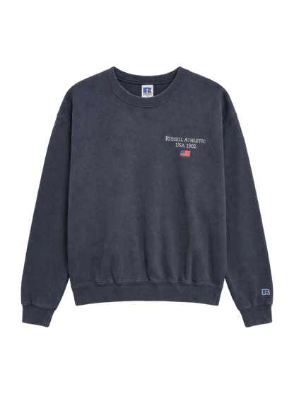 【WEB限定/SHIPS別注】RUSSELL ATHLETIC: ビッグシルエット アメリカンフラッグ ロゴ エンブロイダリー スウェット (トレーナー)