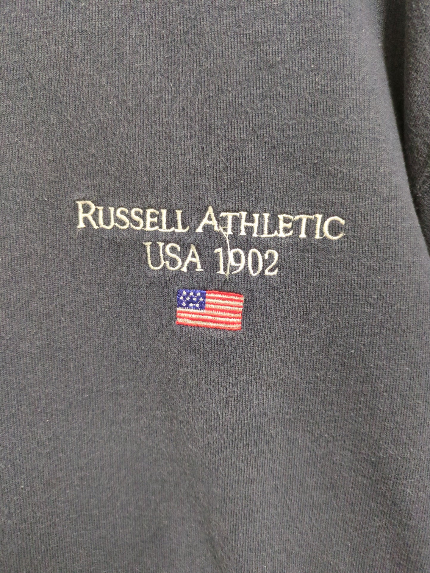 【WEB限定/SHIPS別注】RUSSELL ATHLETIC: ビッグシルエット アメリカンフラッグ ロゴ エンブロイダリー スウェット (トレーナー)