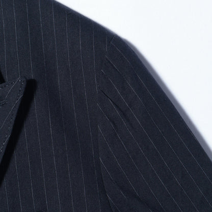 SHIPS Primary Navy Label:麻混 ストライプ ストレッチ ダブル ジャケット