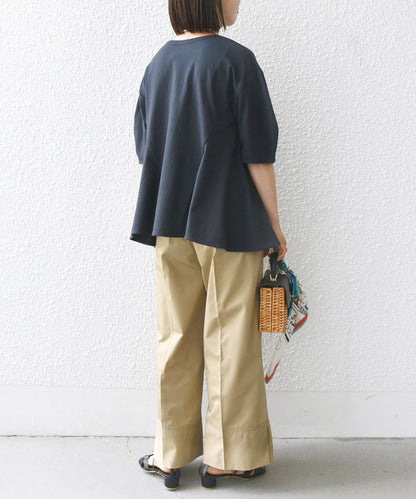 【WEB限定】 〈洗濯機可能〉へムフレア 5分袖 カットソー