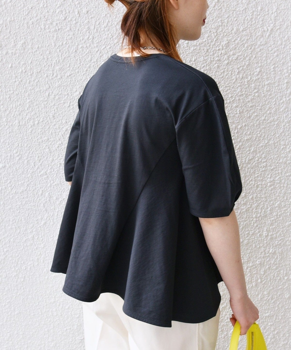 【WEB限定】 〈洗濯機可能〉へムフレア 5分袖 カットソー