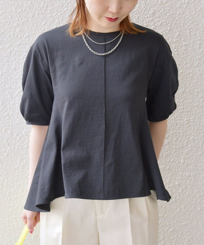 【WEB限定】 〈洗濯機可能〉へムフレア 5分袖 カットソー