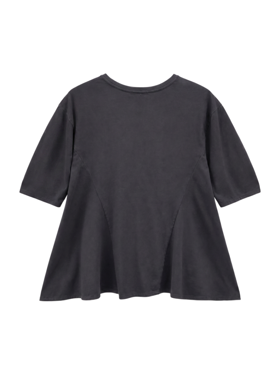 【WEB限定】 〈洗濯機可能〉へムフレア 5分袖 カットソー