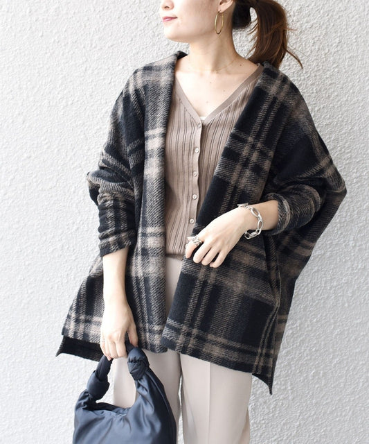 チェックショート羽織り