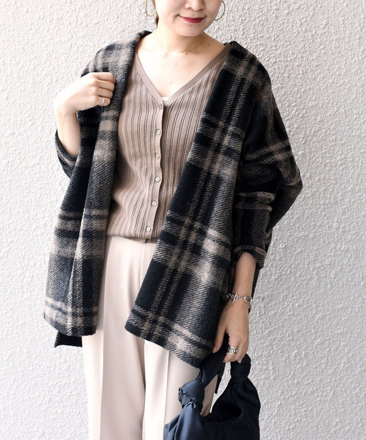 チェックショート羽織り