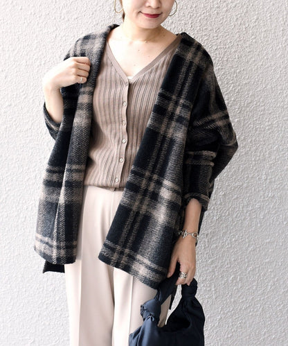 チェックショート羽織り