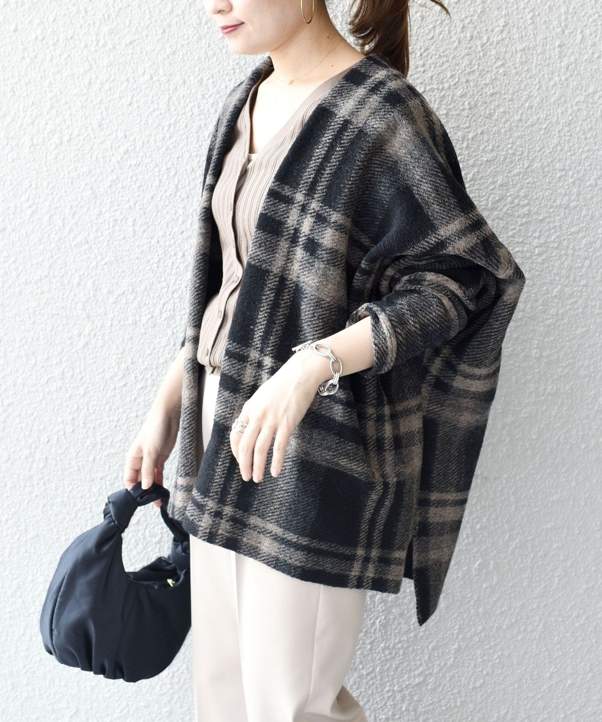 チェックショート羽織り