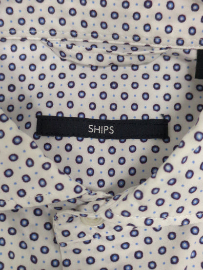 SHIPS: ブロード モチーフプリント セミワイドカラーシャツ