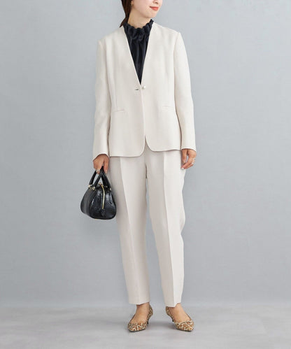 〈手洗い可能〉パールモチーフボタン バックフレアジャケット